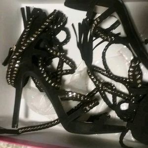 Black strappy heels